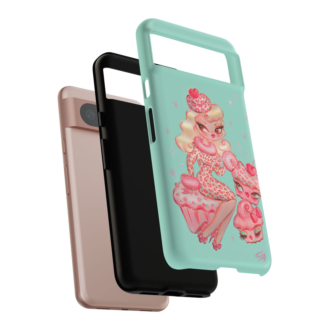 Leopard and Pink Cupcake Girl • Tough Phone Case