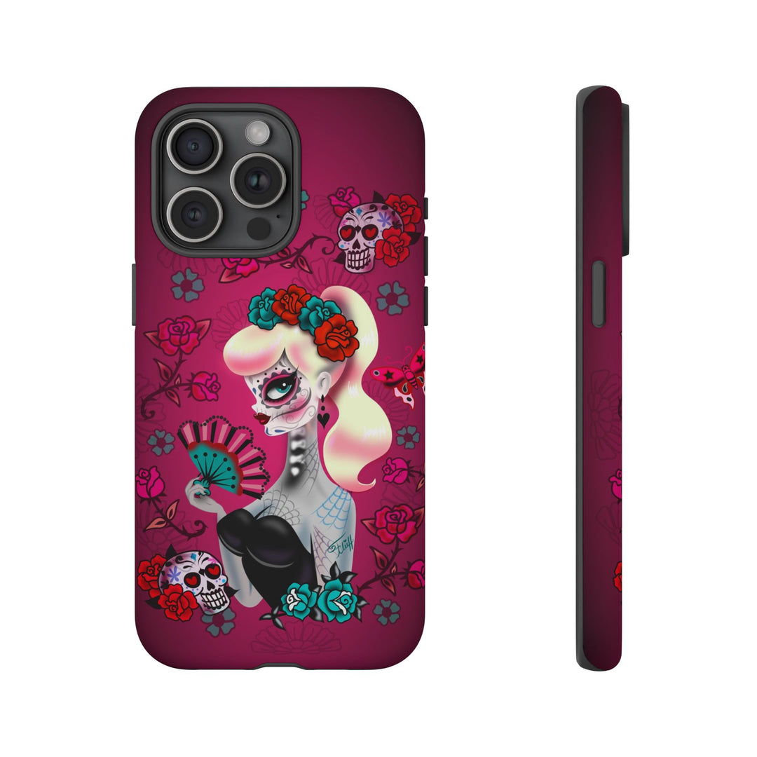 Blonde Sugar Skull Pinup Girl • Tough Phone Case
