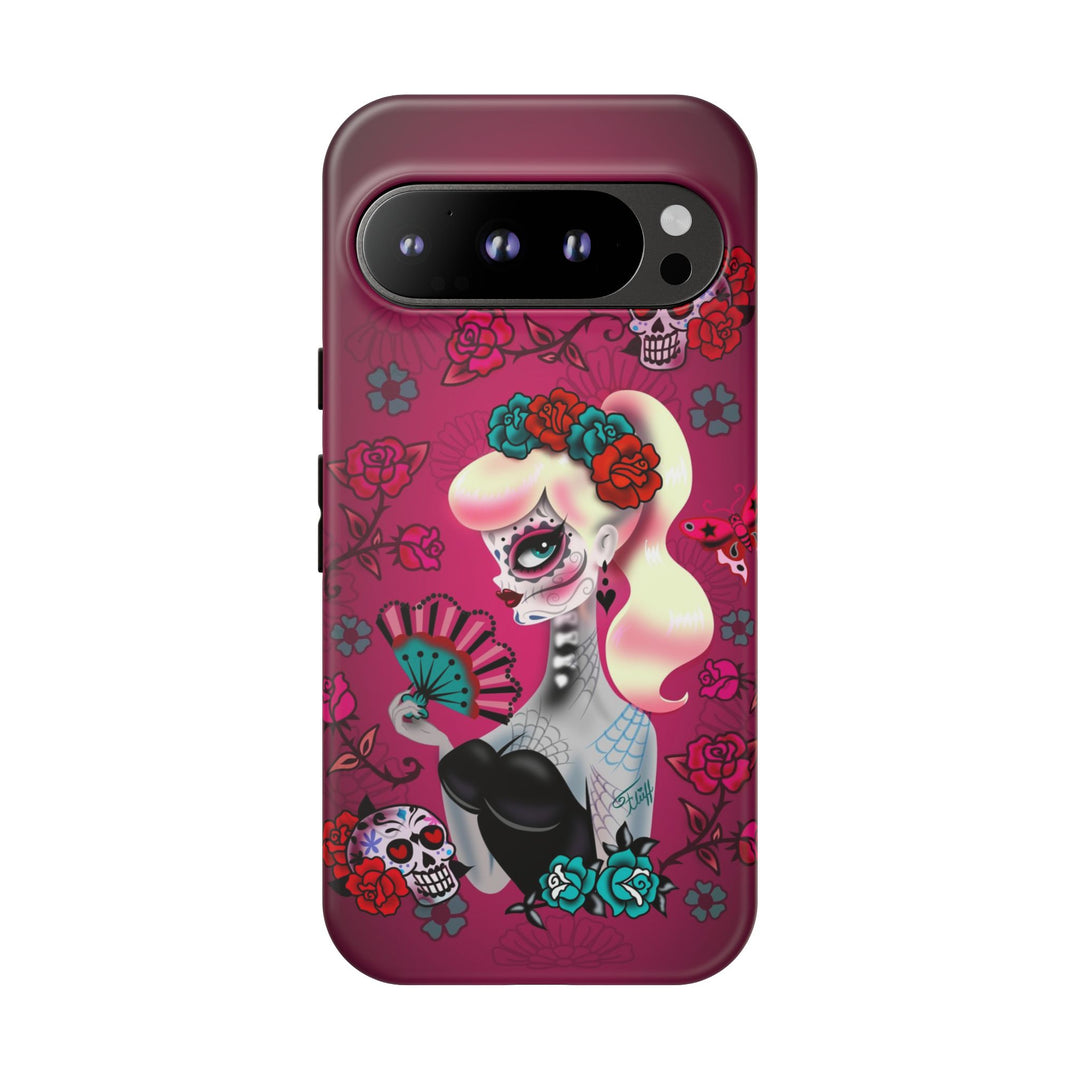 Blonde Sugar Skull Pinup Girl • Tough Phone Case