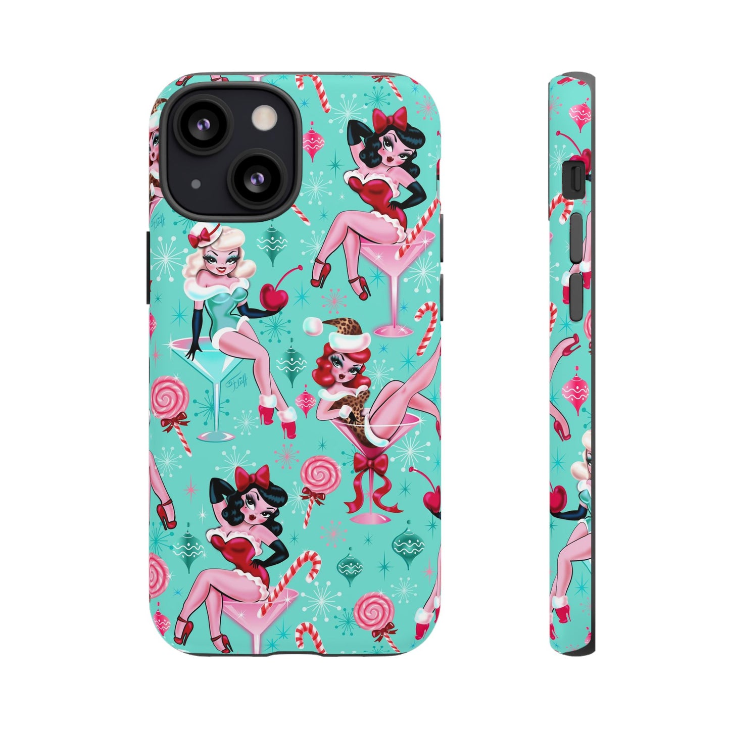 Christmas Candy Martini Pinup Girls • Tough Phone Case