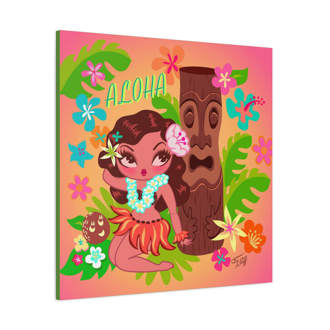 Hula Cutie with Tiki • Canvas Gallery Wrap