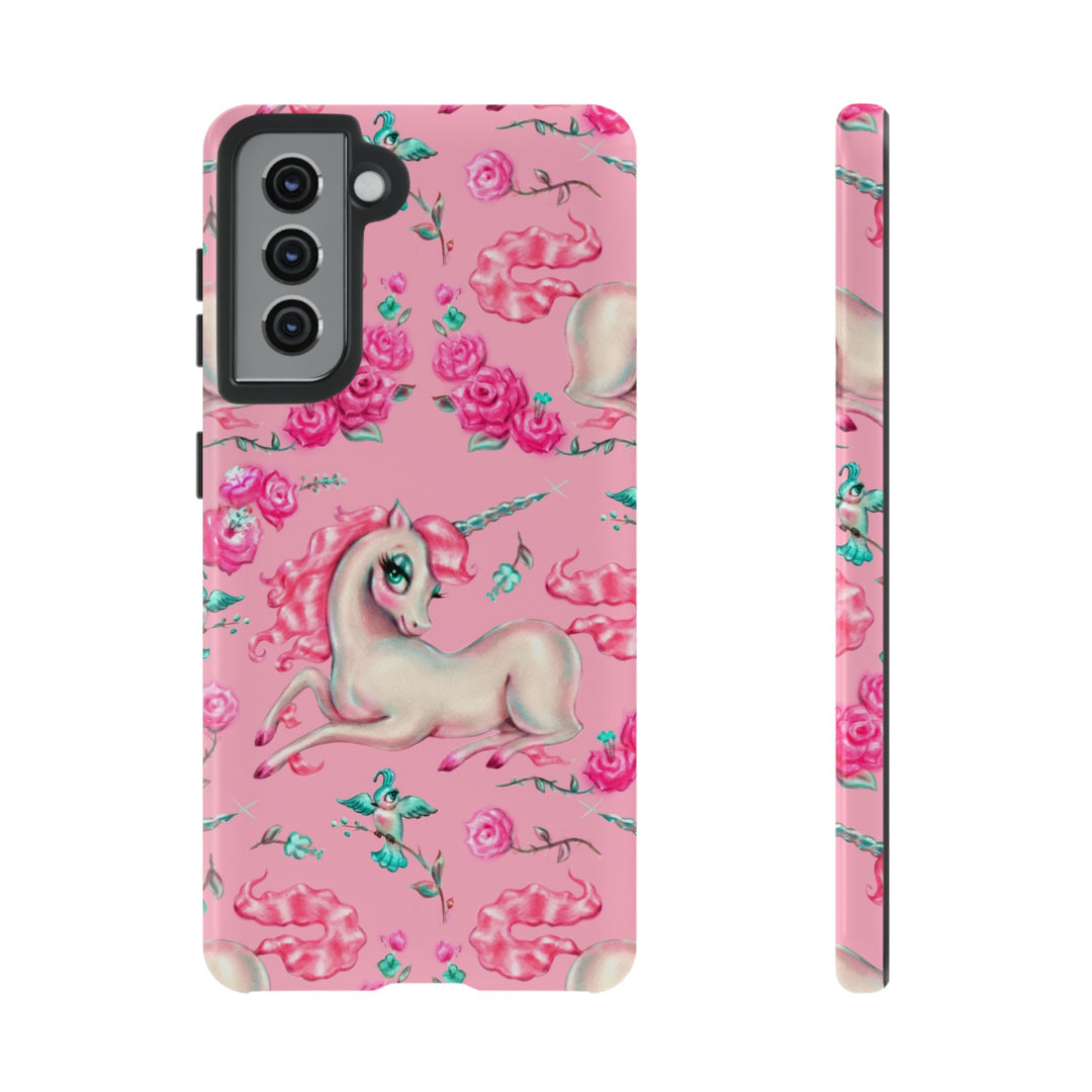 Unicorns and Roses on Pink • Tough Phone Case