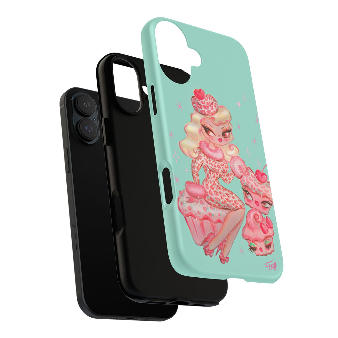 Leopard and Pink Cupcake Girl • Tough Phone Case