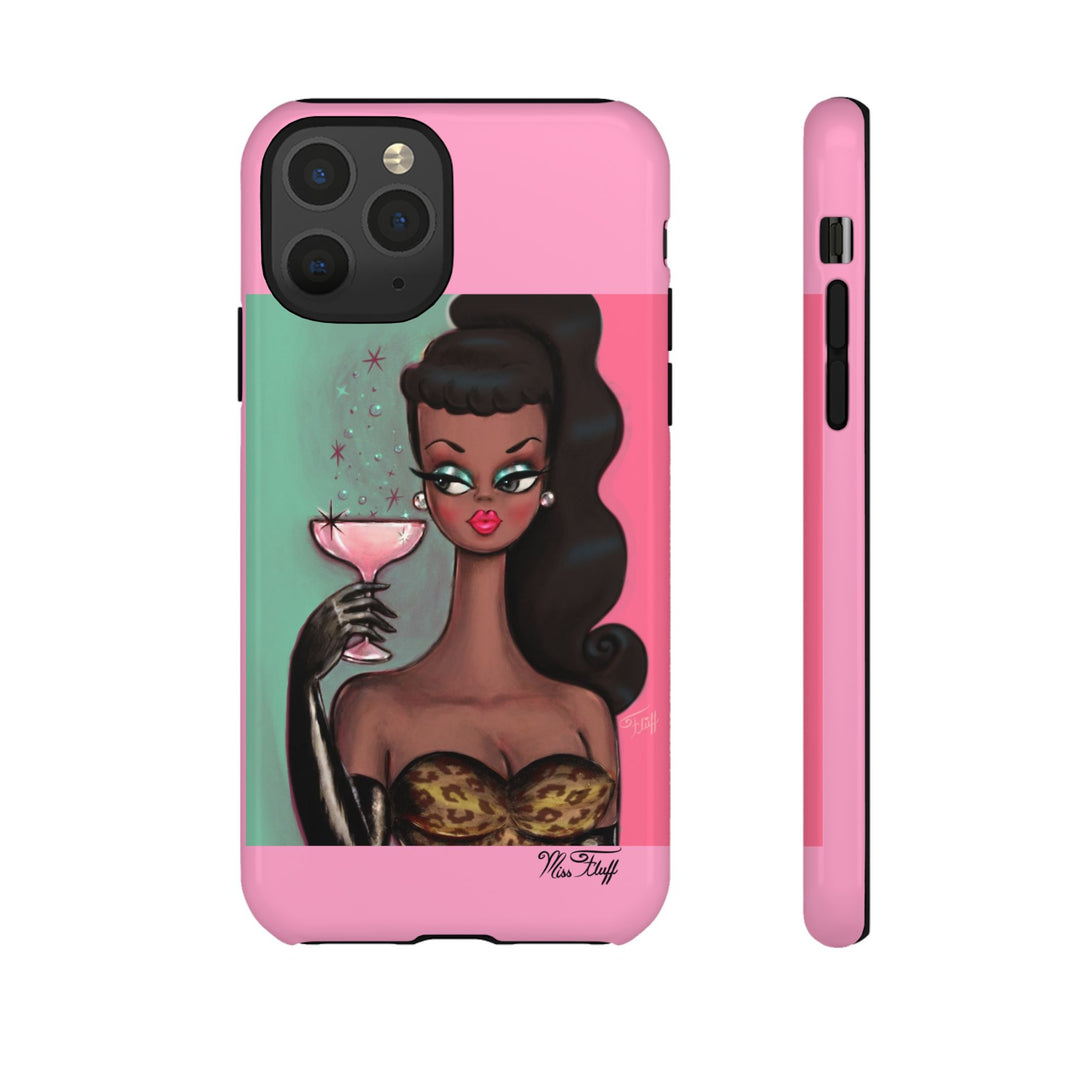 Brunette with Pink Champagne • Tough Phone Case