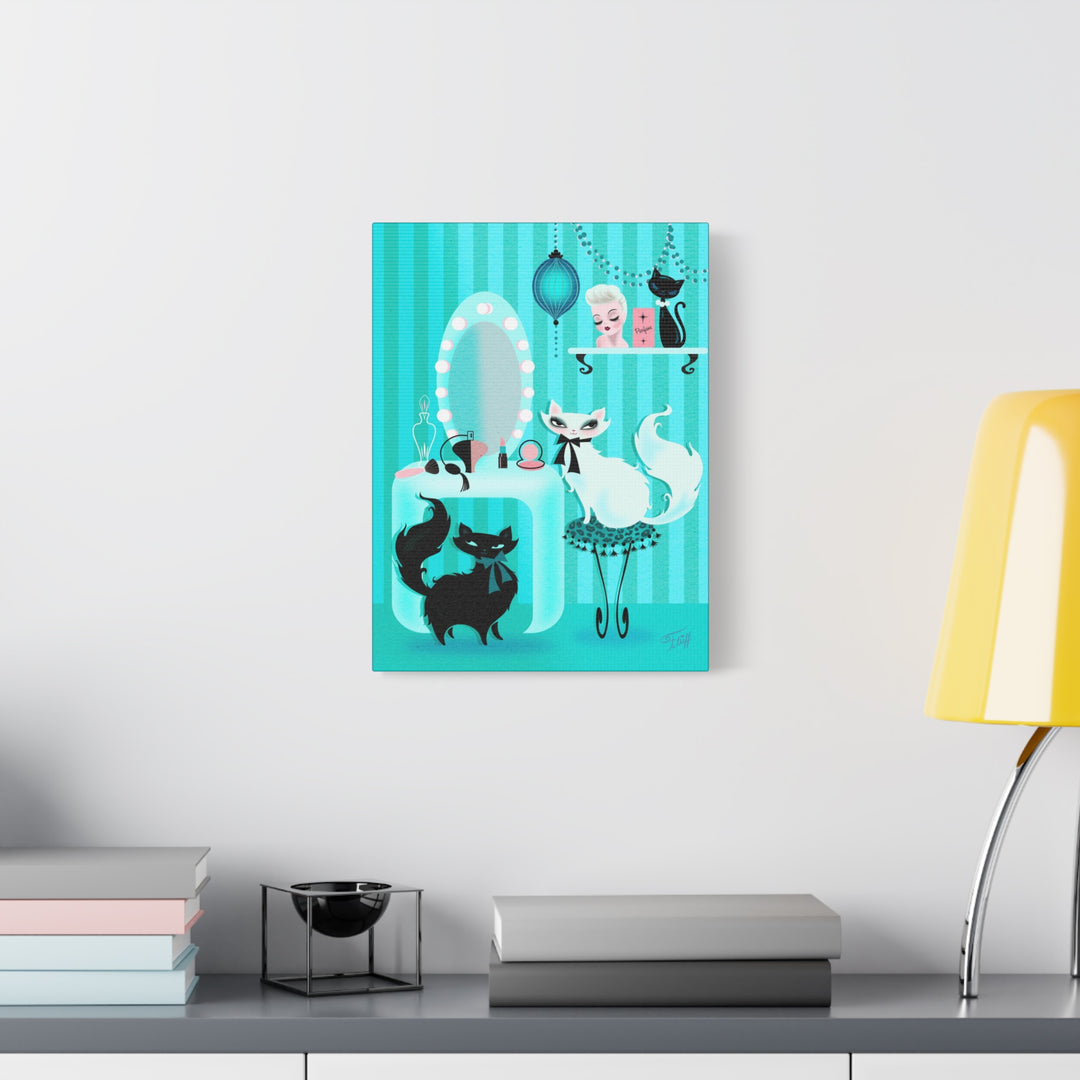 Kitties in the Boudoir Mint • Canvas Gallery Wrap