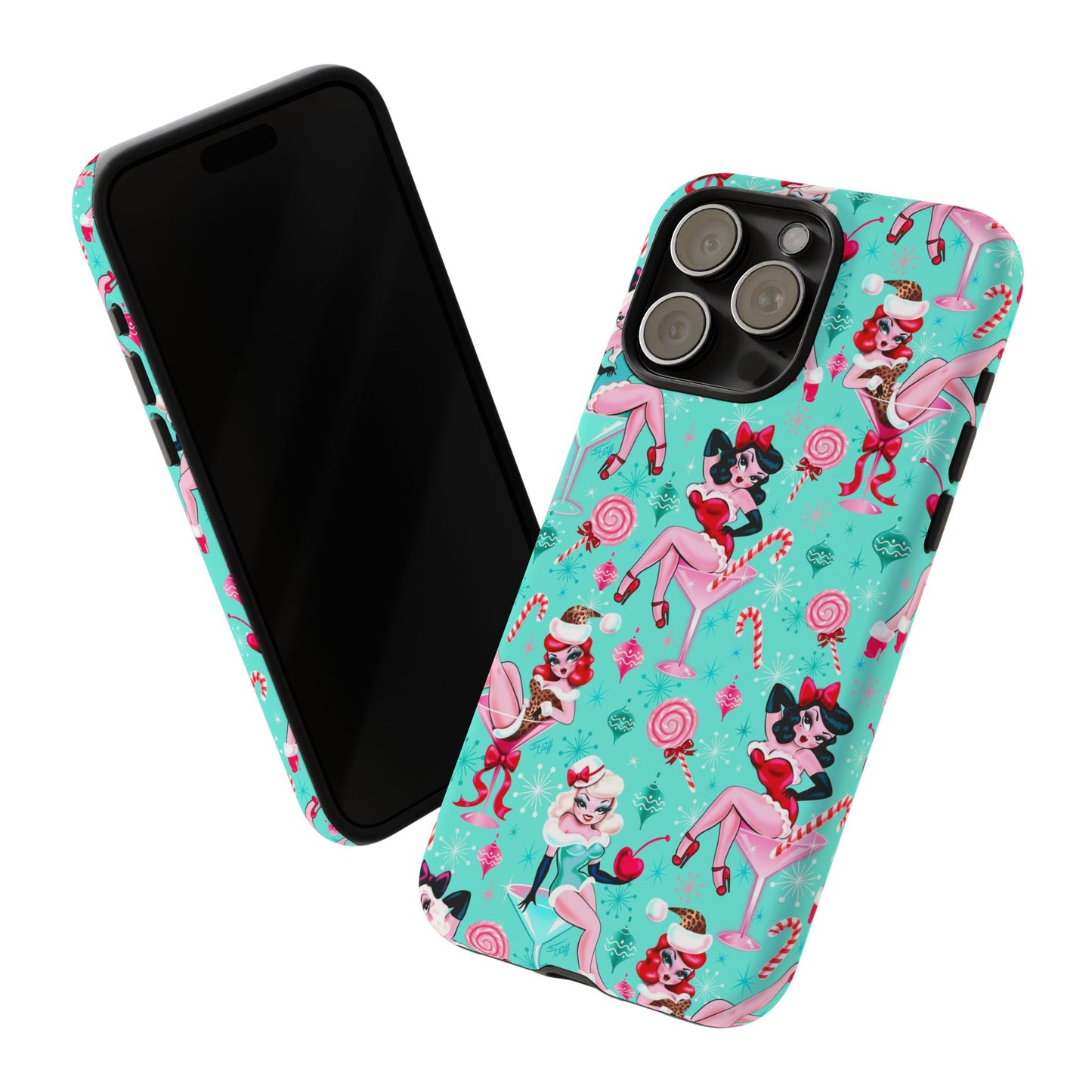 Christmas Candy Martini Pinup Girls • Tough Phone Case