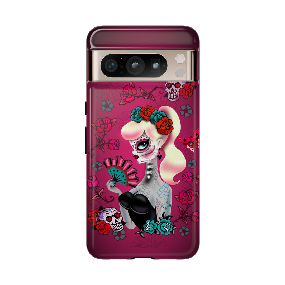 Blonde Sugar Skull Pinup Girl • Tough Phone Case
