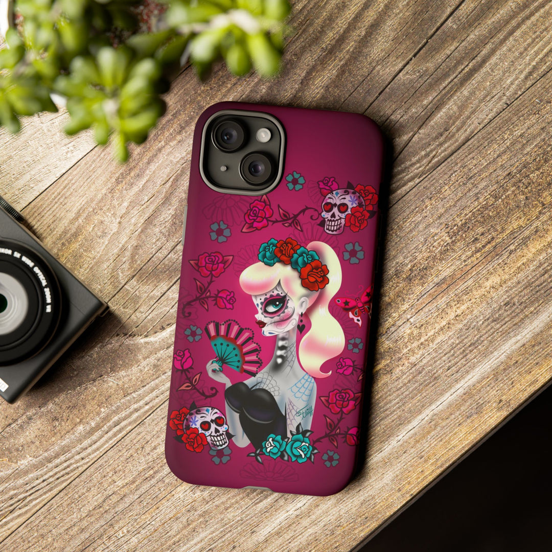 Blonde Sugar Skull Pinup Girl • Tough Phone Case