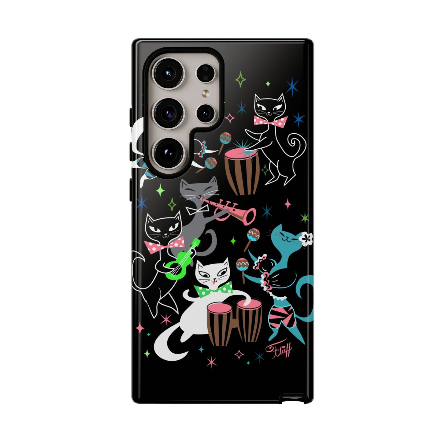 Mambo Kitties Band on Black • Tough Phone Case