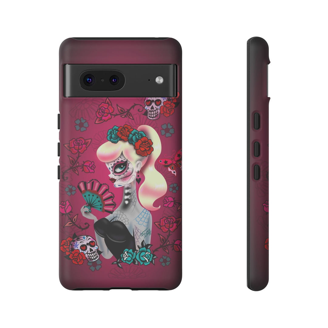 Blonde Sugar Skull Pinup Girl • Tough Phone Case
