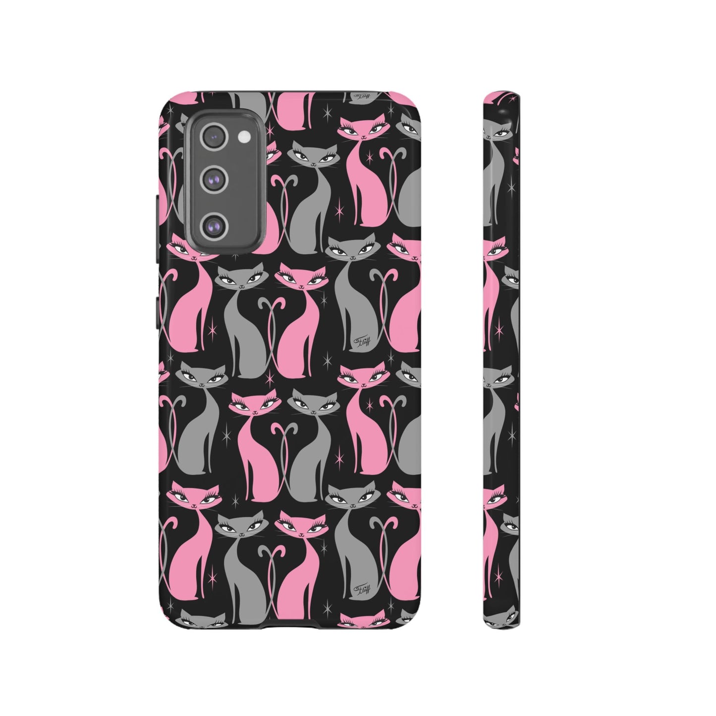 Mod Love Cats on Black • Tough Phone Case