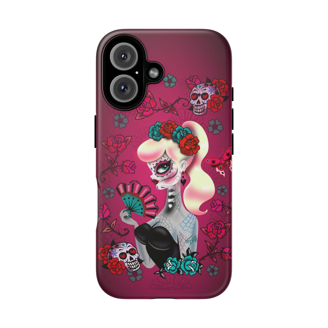 Blonde Sugar Skull Pinup Girl • Tough Phone Case