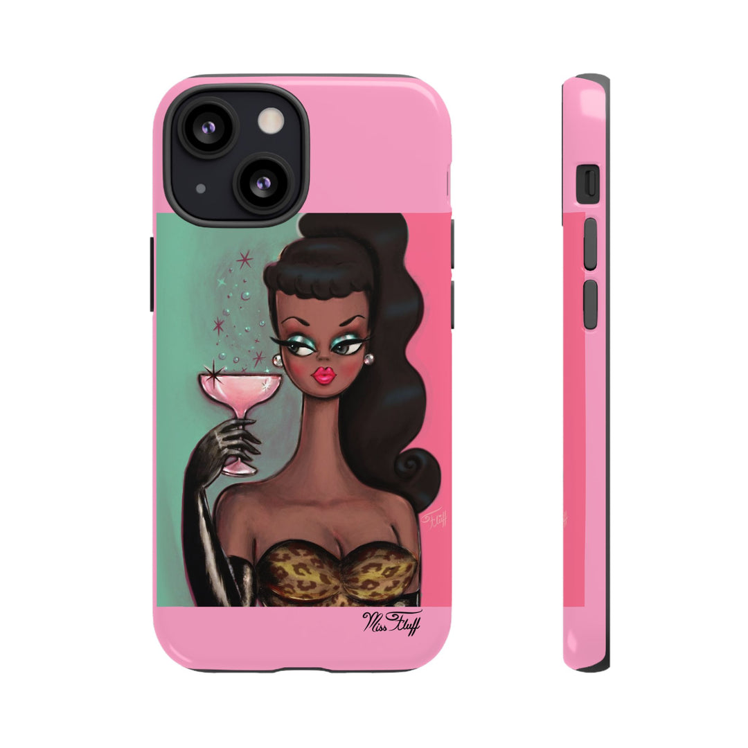 Brunette with Pink Champagne • Tough Phone Case