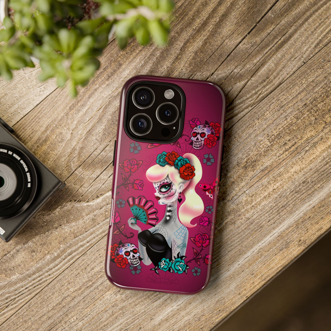 Blonde Sugar Skull Pinup Girl • Tough Phone Case