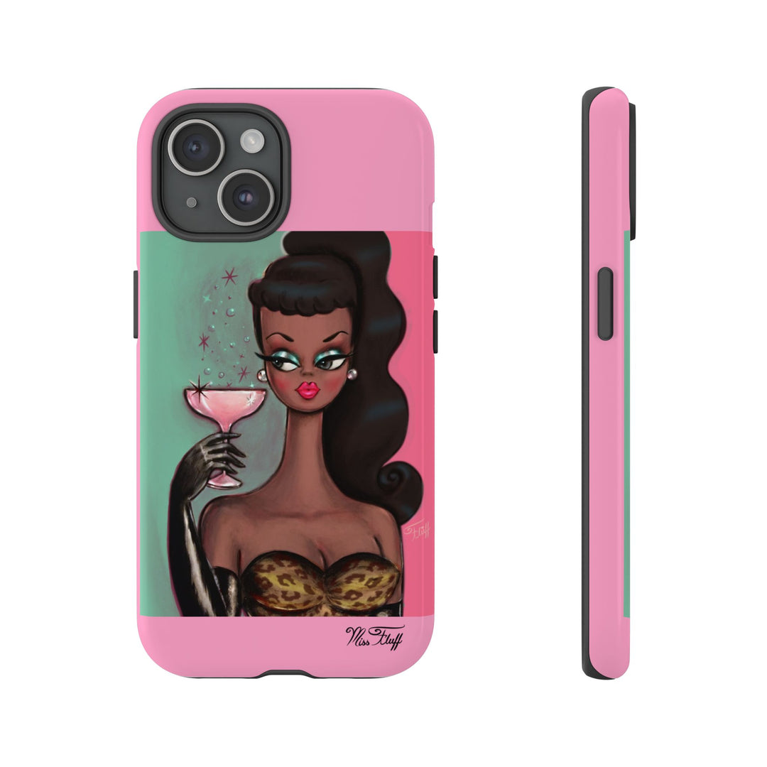 Brunette with Pink Champagne • Tough Phone Case