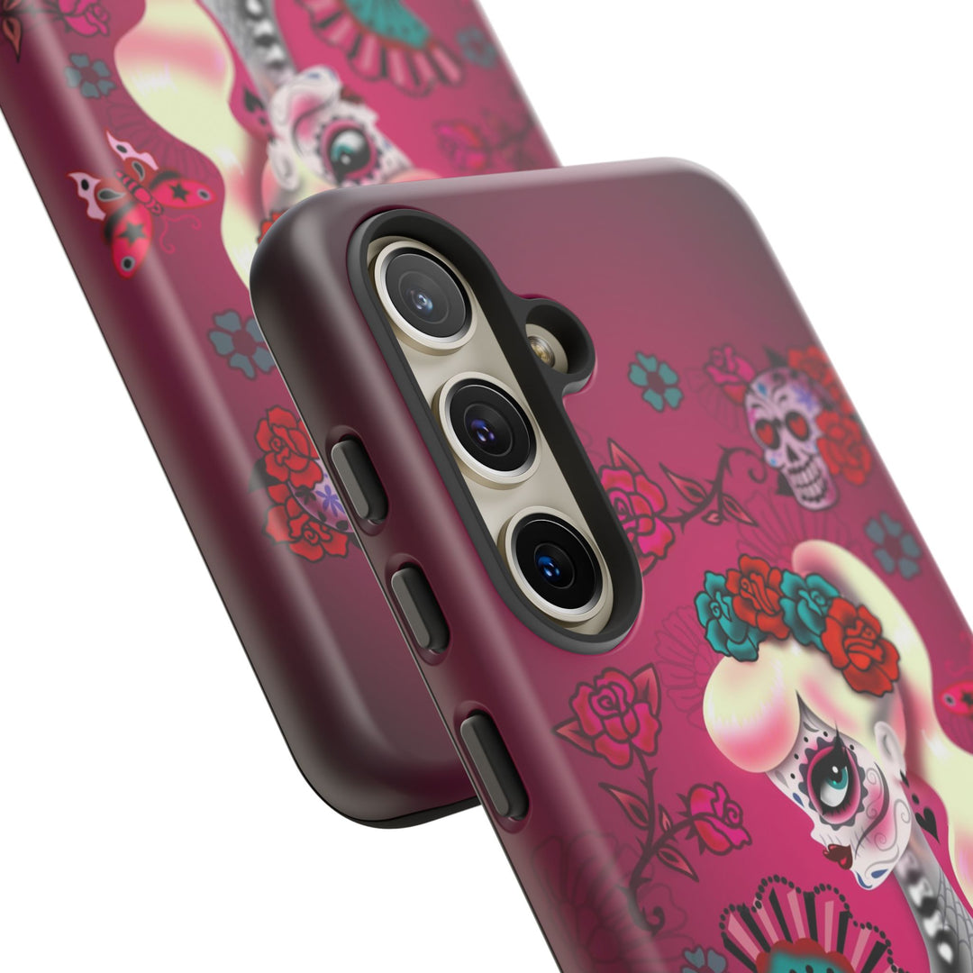 Blonde Sugar Skull Pinup Girl • Tough Phone Case
