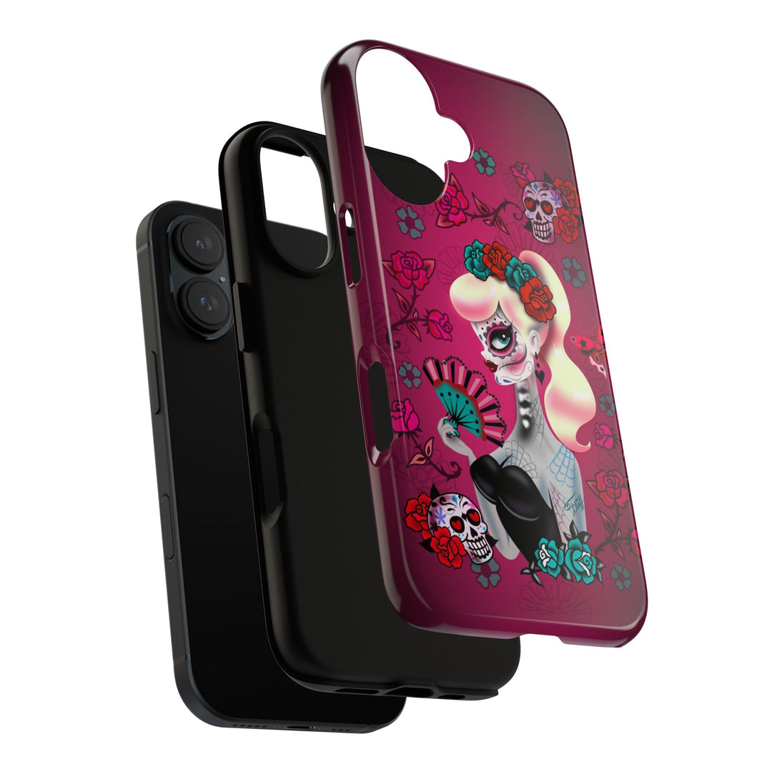 Blonde Sugar Skull Pinup Girl • Tough Phone Case