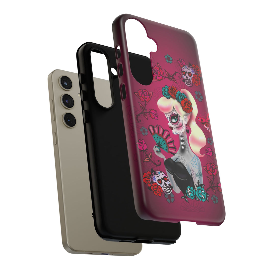 Blonde Sugar Skull Pinup Girl • Tough Phone Case