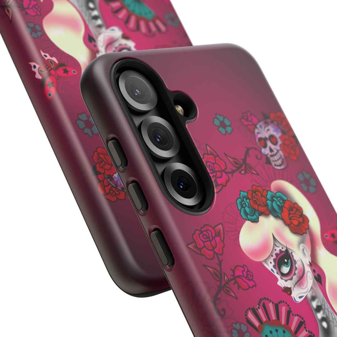 Blonde Sugar Skull Pinup Girl • Tough Phone Case