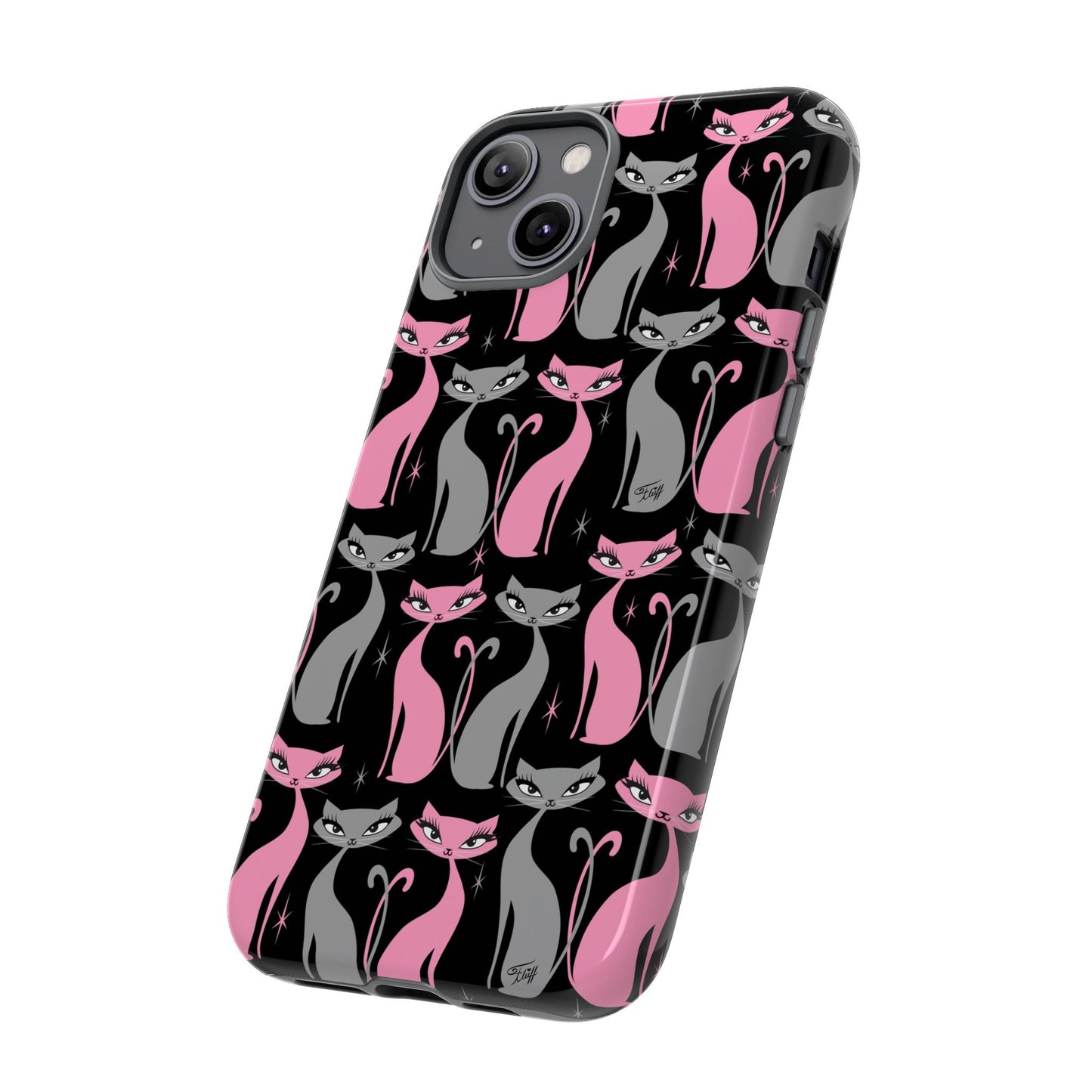 Mod Love Cats on Black • Tough Phone Case