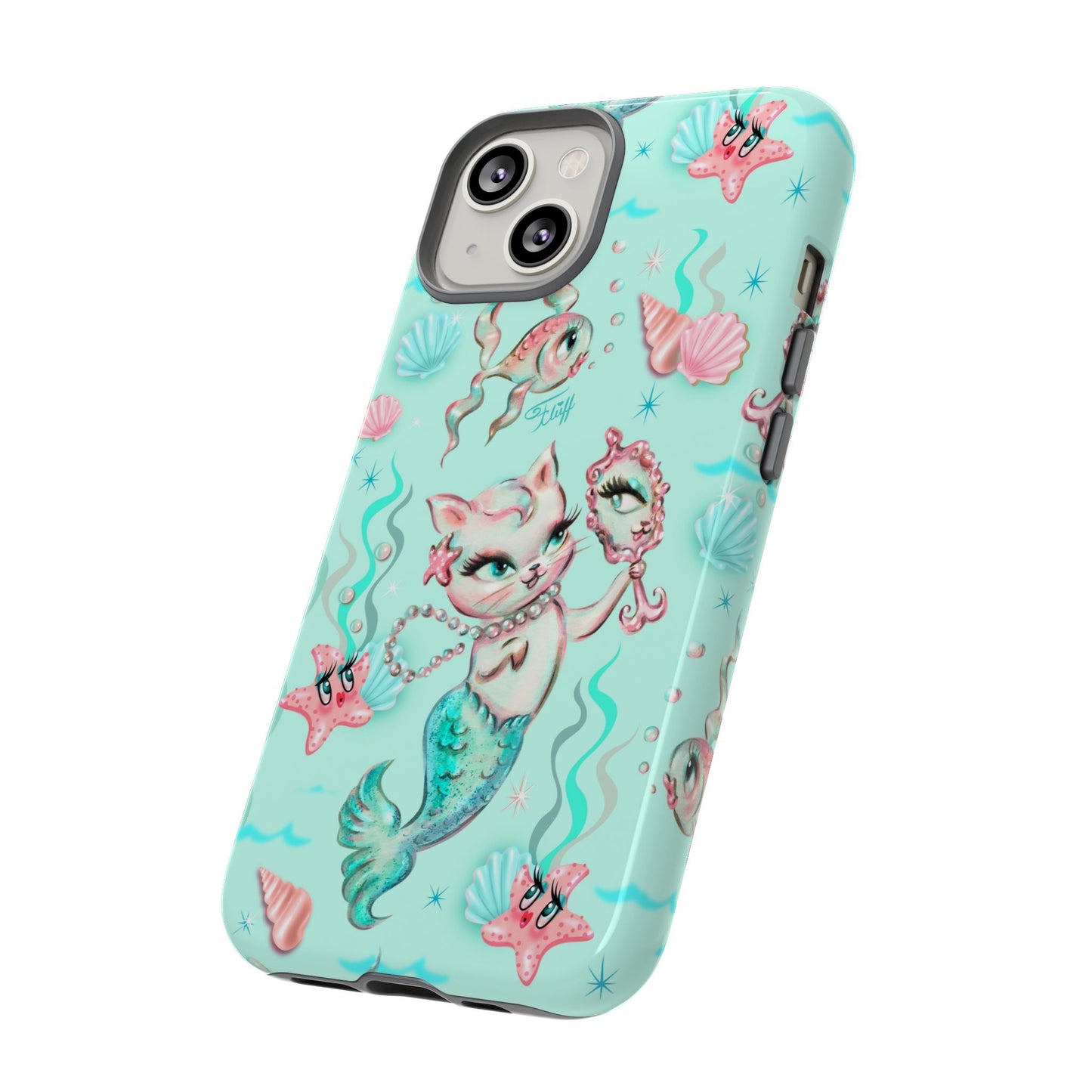 Merkitten with Pearls Aqua • Tough Phone Case