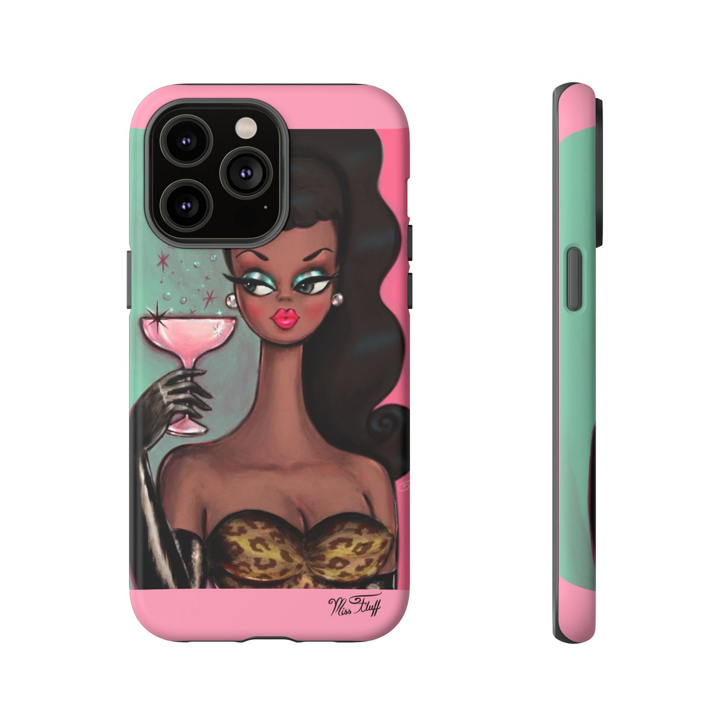 Brunette with Pink Champagne • Tough Phone Case