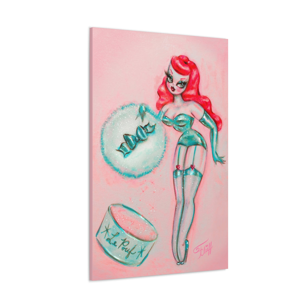 Redhead Mint Powder Puff Girl • Canvas Gallery Wrap