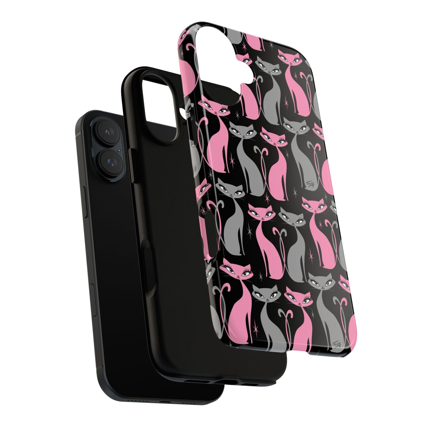 Mod Love Cats on Black • Tough Phone Case