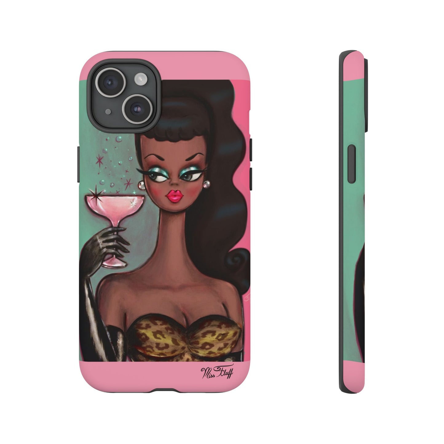 Brunette with Pink Champagne • Tough Phone Case