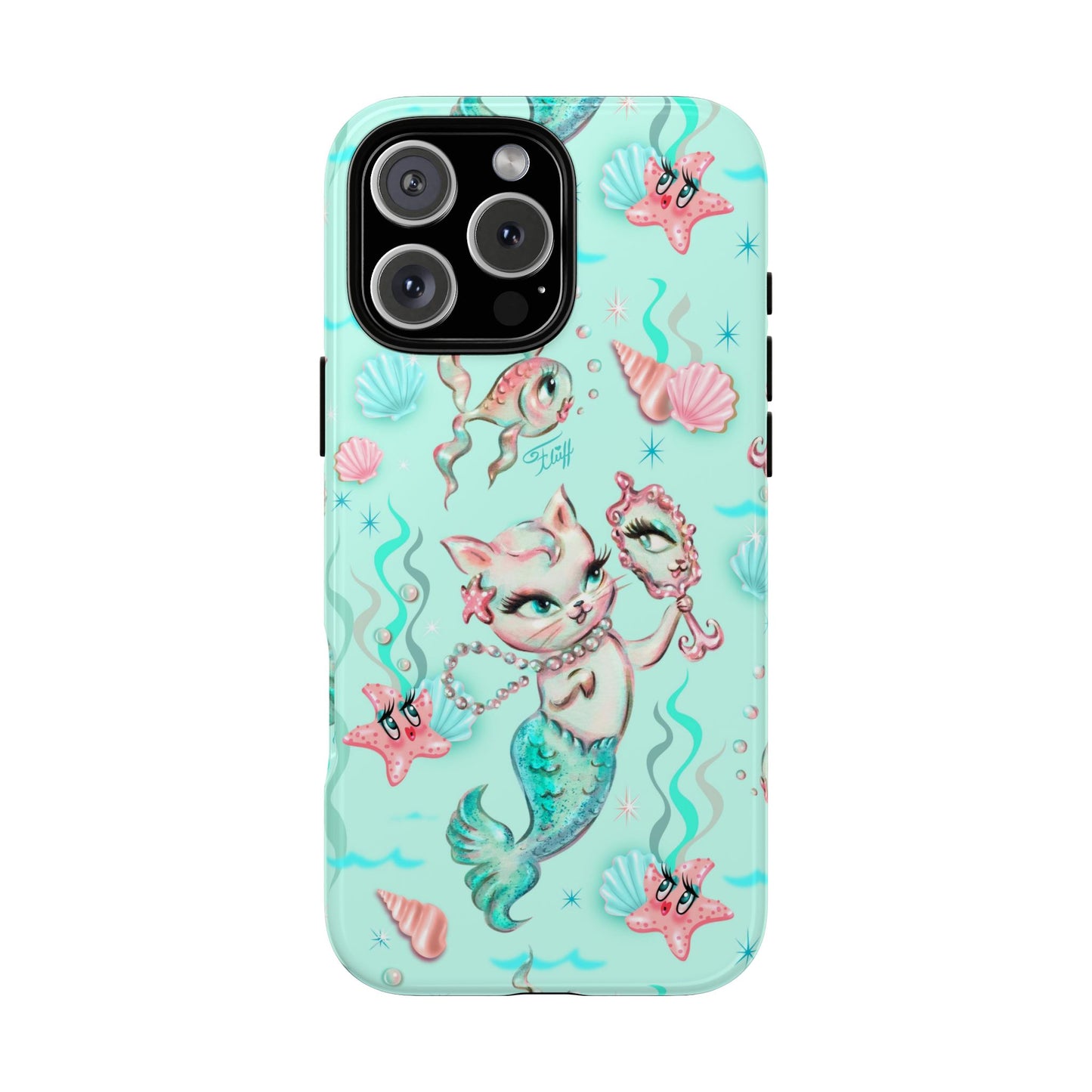 Merkitten with Pearls Aqua • Tough Phone Case