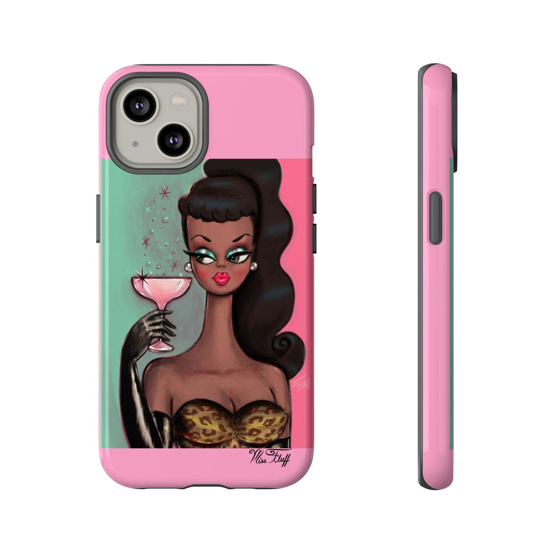 Brunette with Pink Champagne • Tough Phone Case