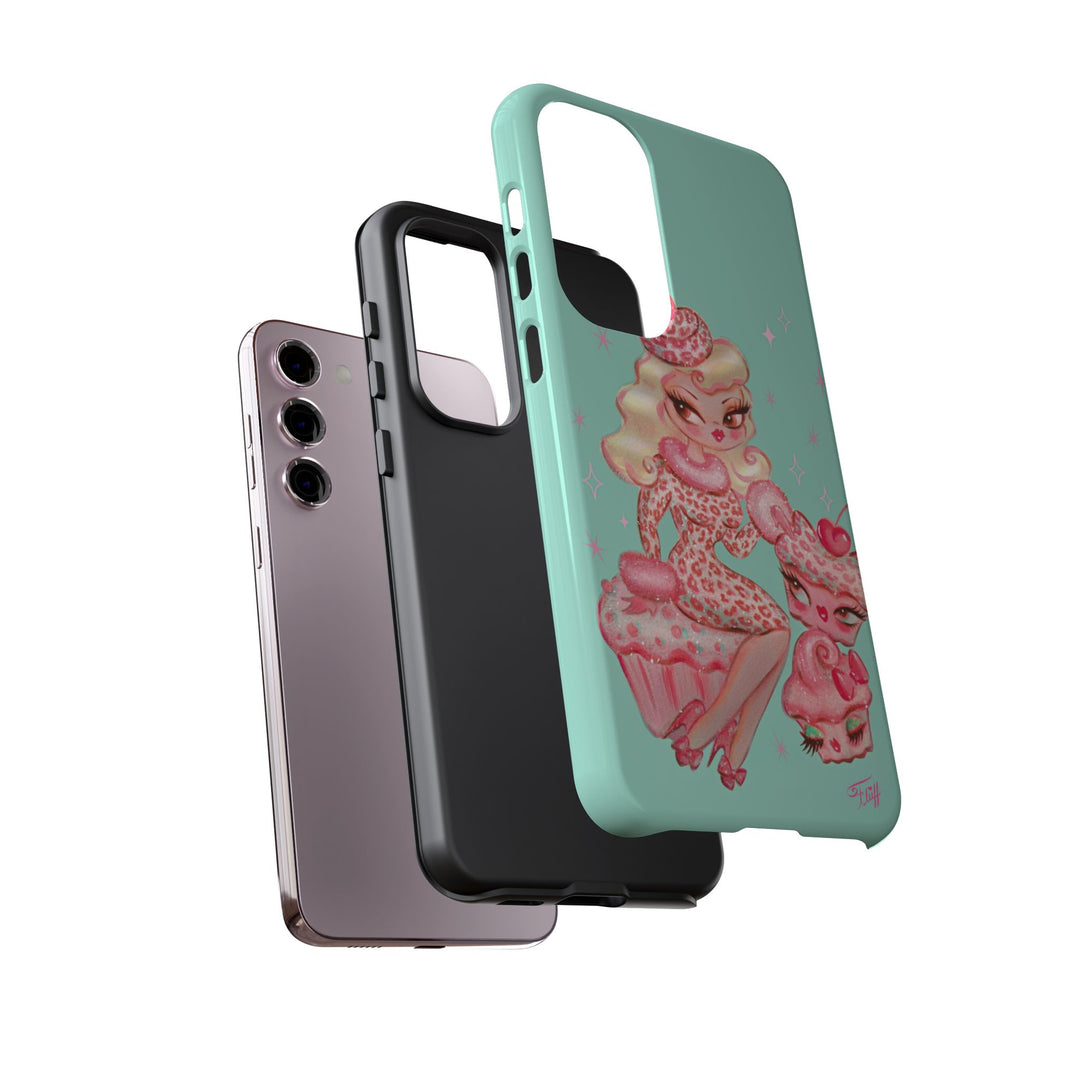 Leopard and Pink Cupcake Girl • Tough Phone Case