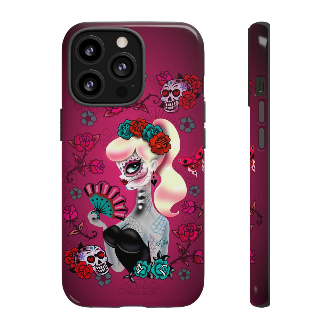 Blonde Sugar Skull Pinup Girl • Tough Phone Case