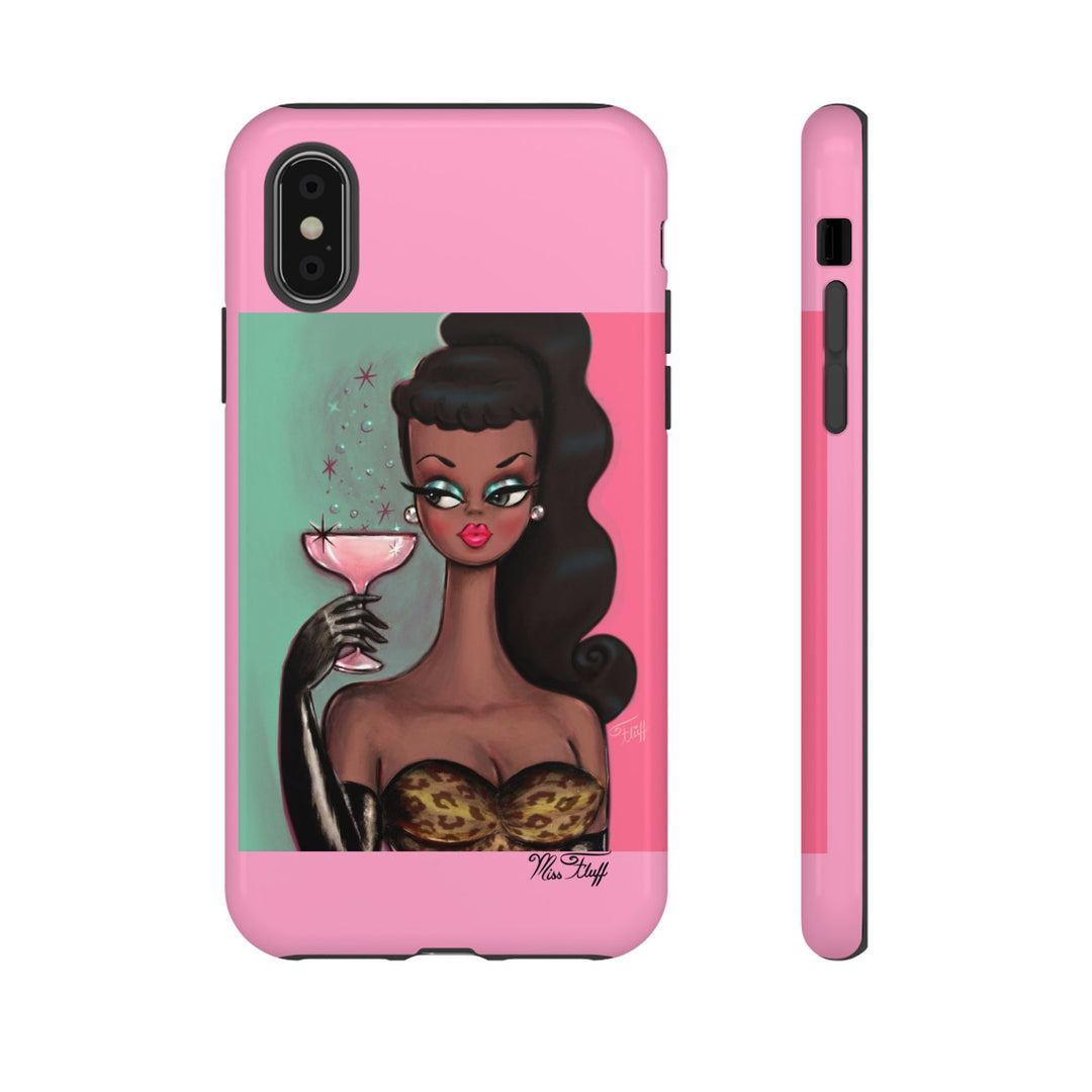 Brunette with Pink Champagne • Tough Phone Case