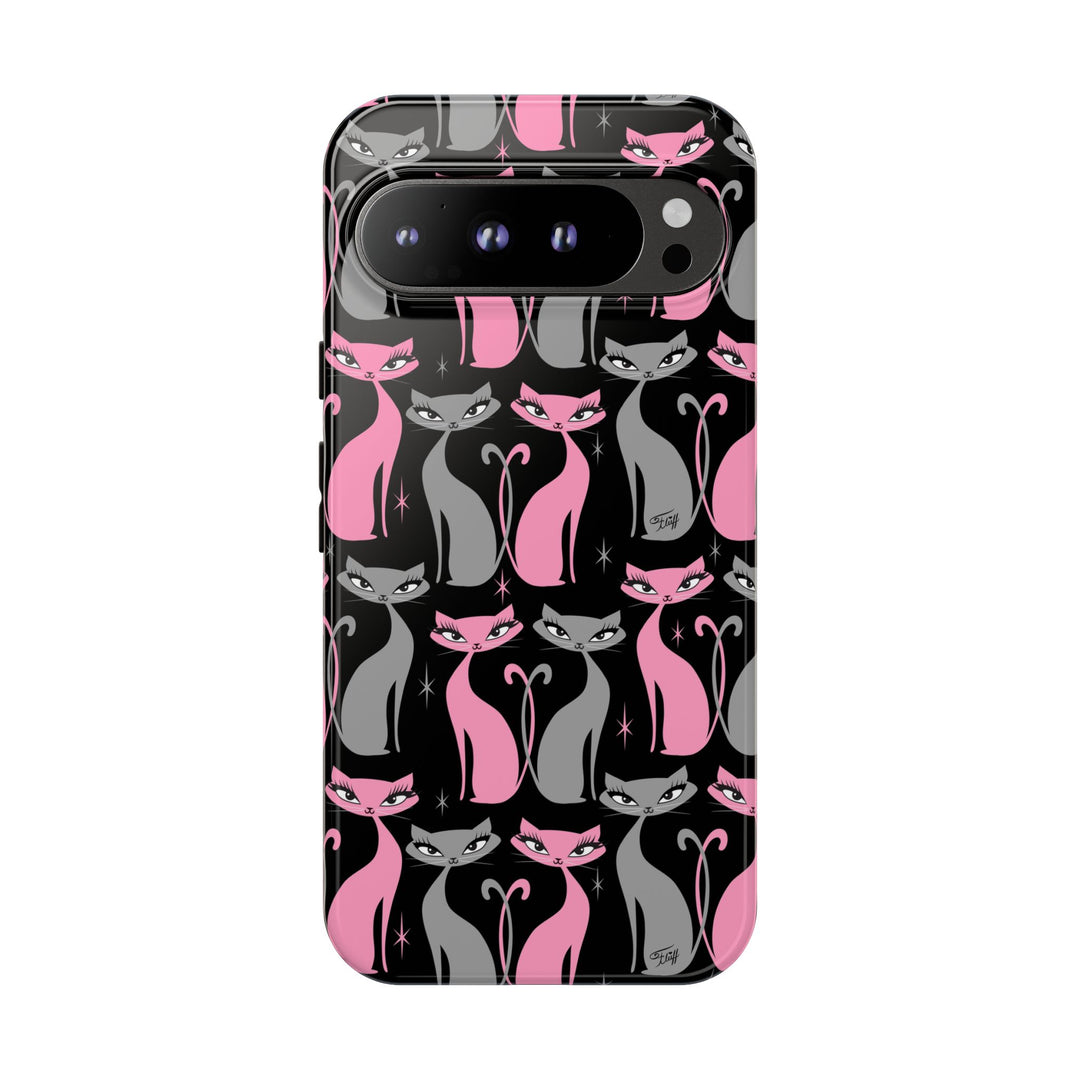 Mod Love Cats on Black • Tough Phone Case