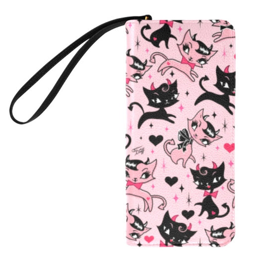 Devil Kitties on Pink • Clutch Wallet -PRE-ORDER
