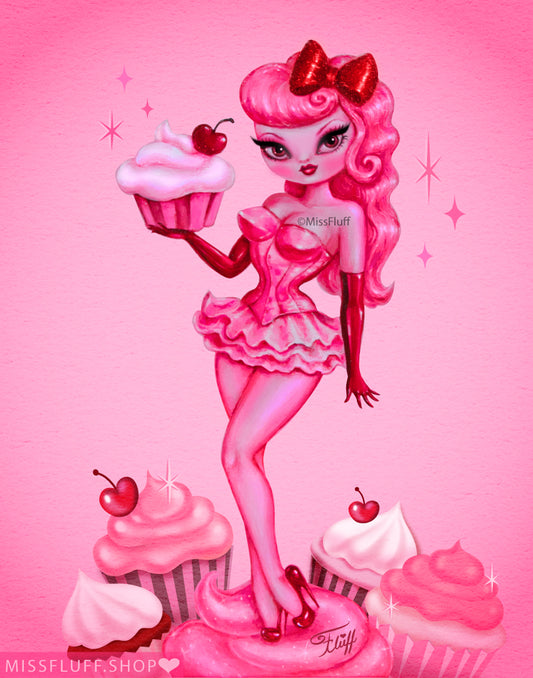 Pink Cupcake Girl• Art Print