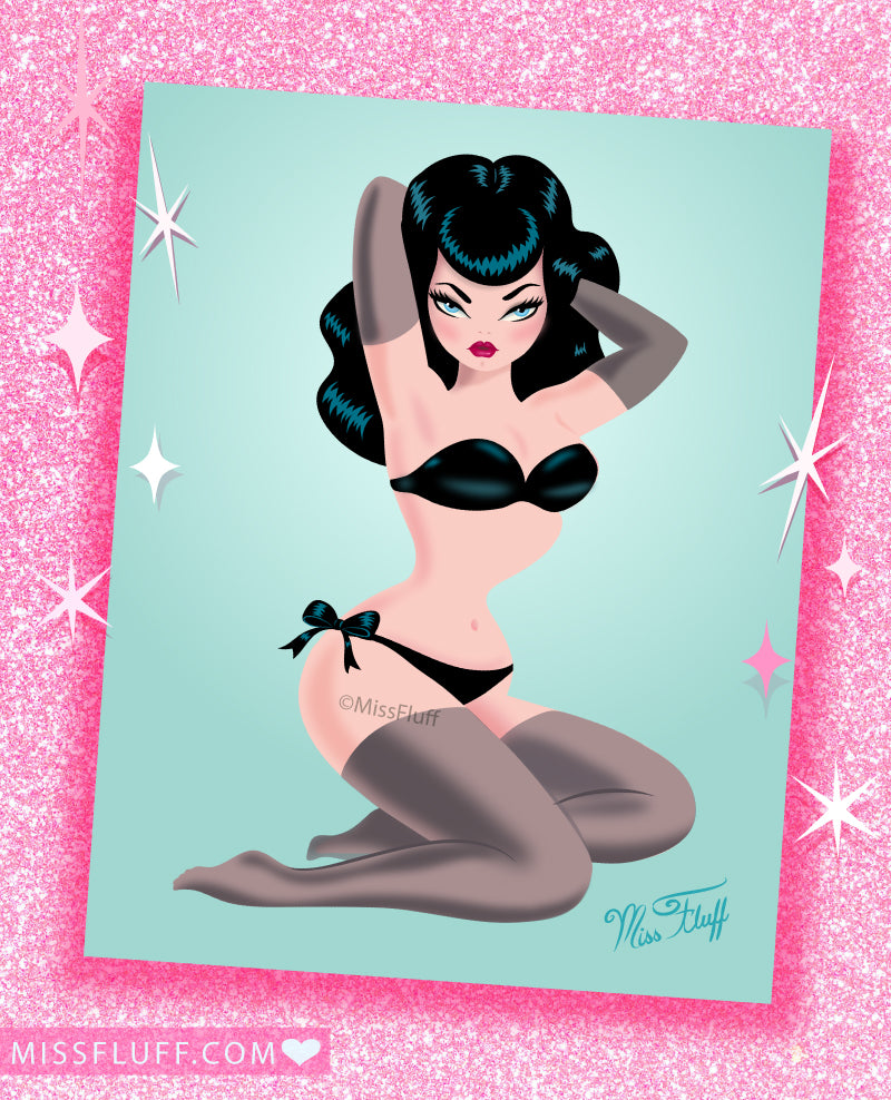 Bettie on Mint • Signed & Glittered • Limited Edition Fine Art Giclee Print