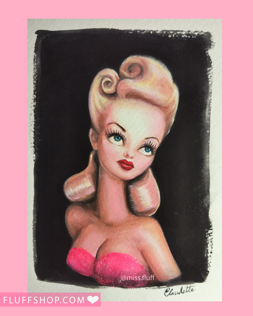 Blonde Glamour Doll 1 • Original Drawing 5x7