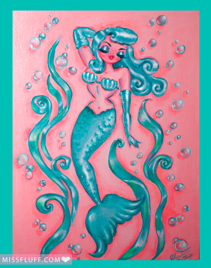 Dreamy Glamour Mermaid - Original Painting 12x16
