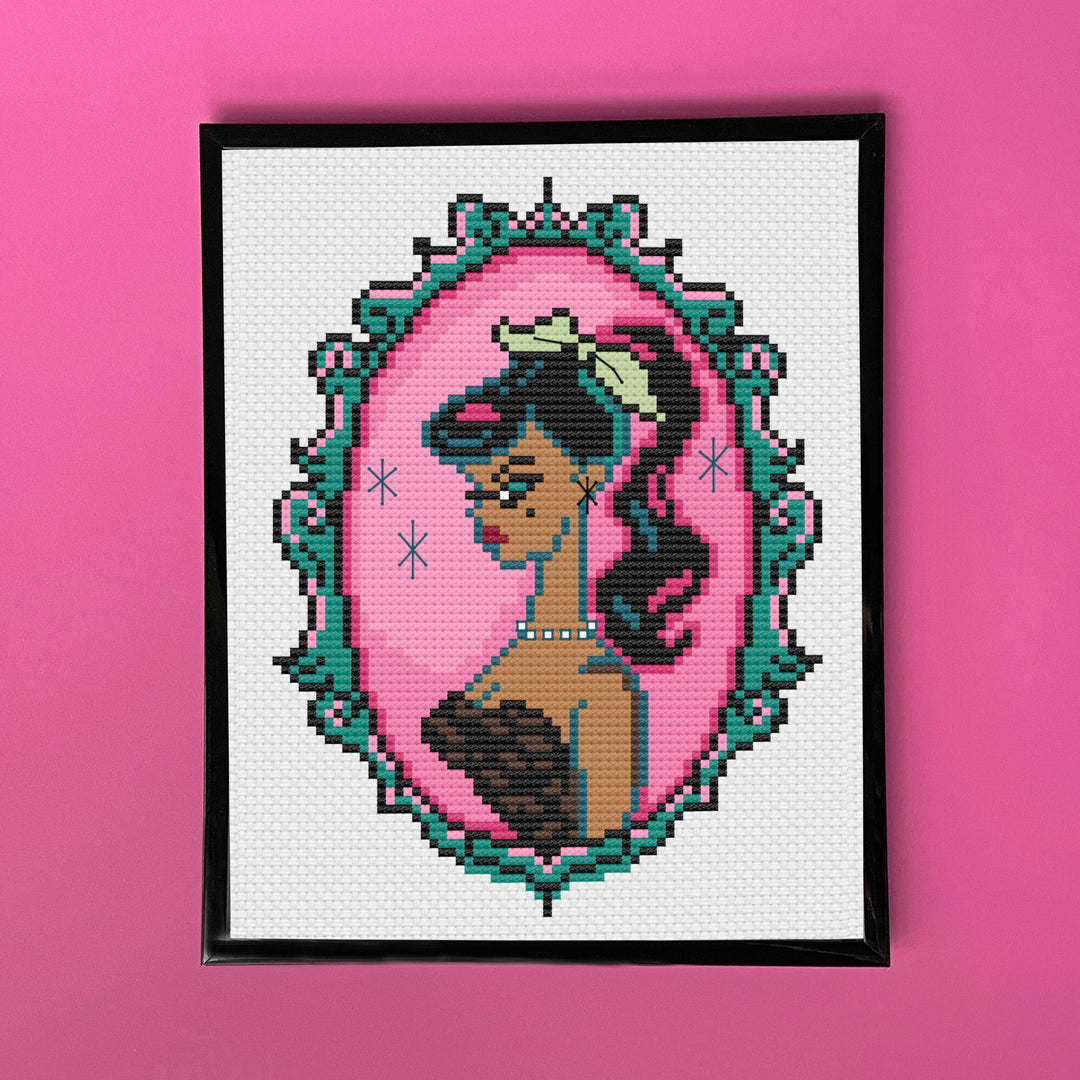 Cameo Doll: Brunette by Fluff Counted Cross Stitch Kit-1