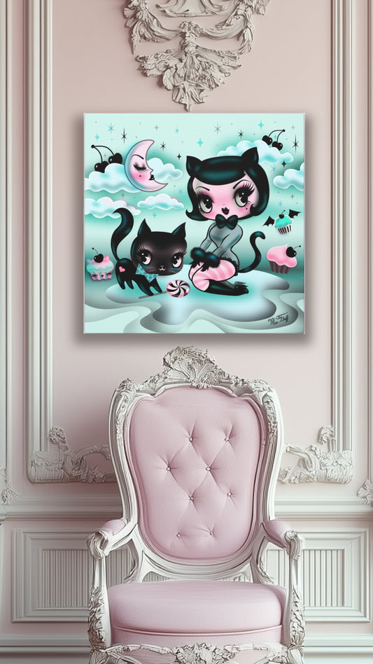 Kitten Doll with Cupcakes • Canvas Gallery Wrap