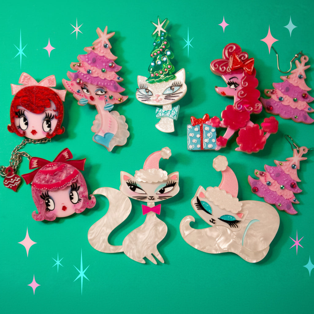 Mimi Loves Christmas Brooch by Miss Fluff x Lipstick & Chrome
