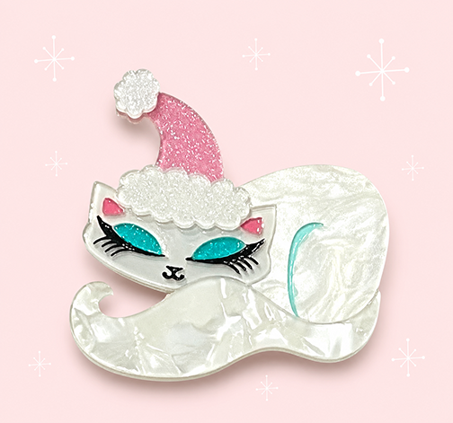 Christmas Cat Nap Brooch by Miss Fluff x Lipstick & Chrome