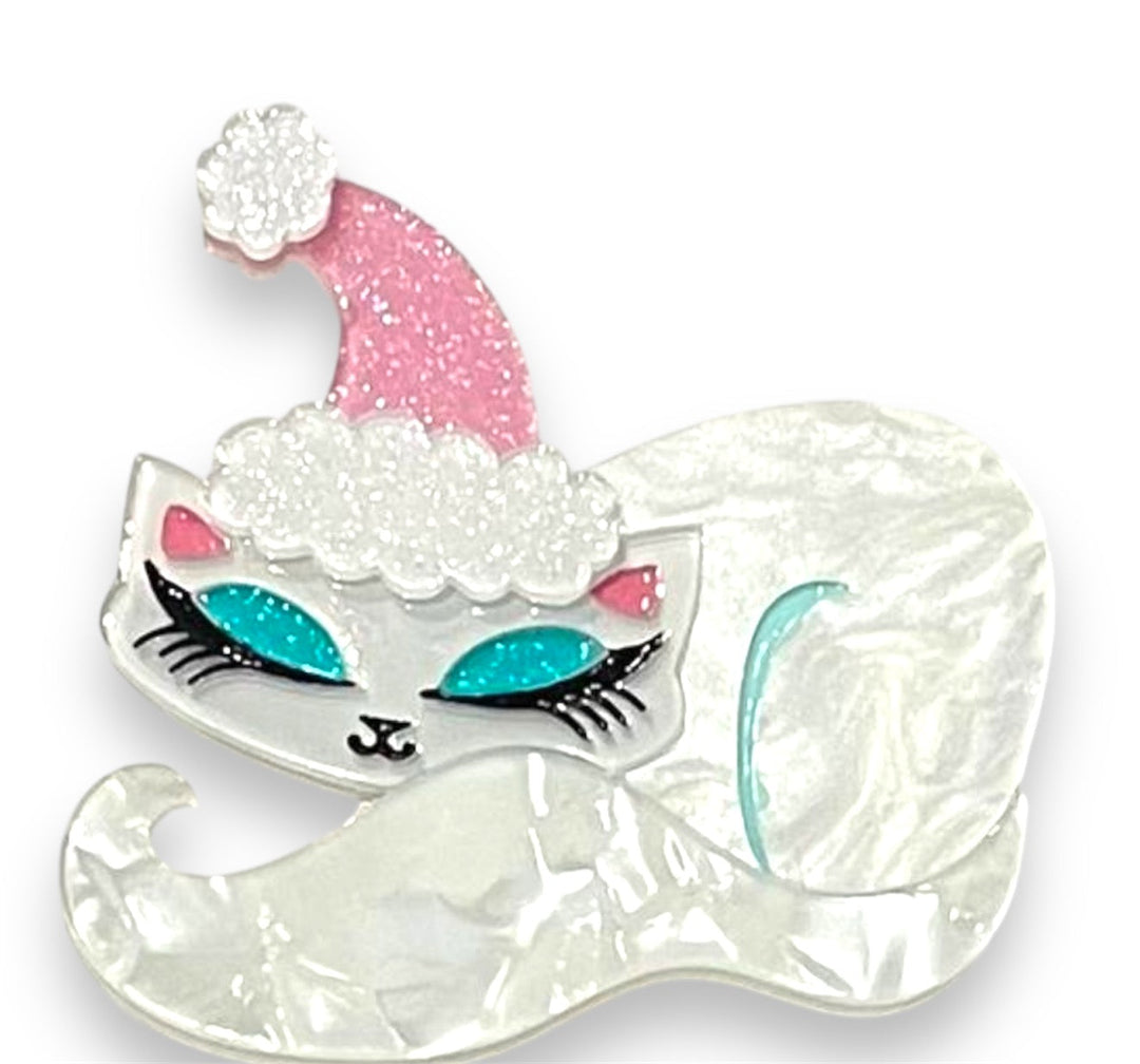 Christmas Cat Nap Brooch by Miss Fluff x Lipstick & Chrome