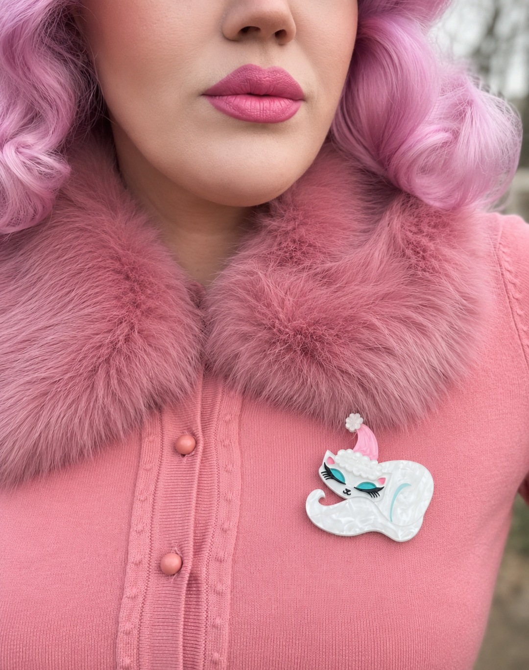 Christmas Cat Nap Brooch by Miss Fluff x Lipstick & Chrome