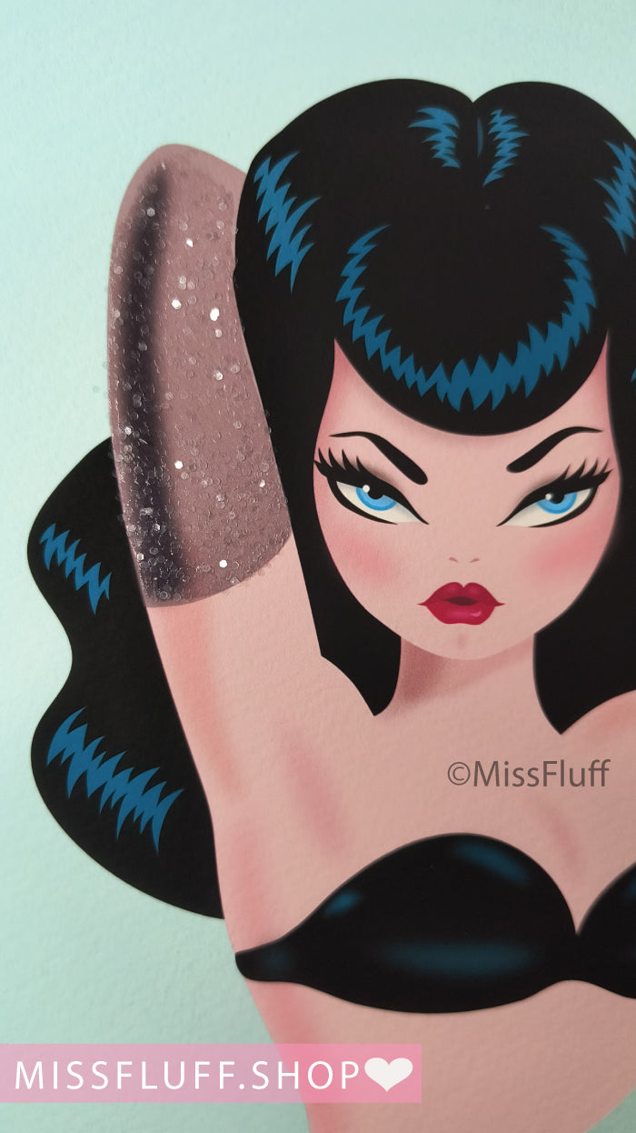 Bettie on Mint • Signed & Glittered • Limited Edition Fine Art Giclee Print