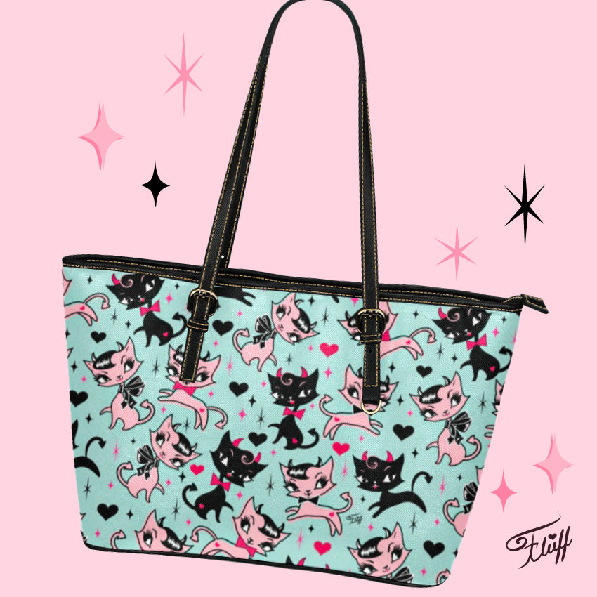 Devil Kitties on Mint • Purse Tote