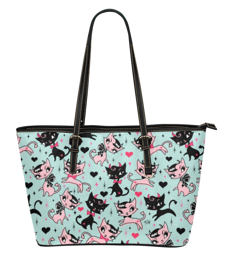 Devil Kitties on Mint • Purse Tote