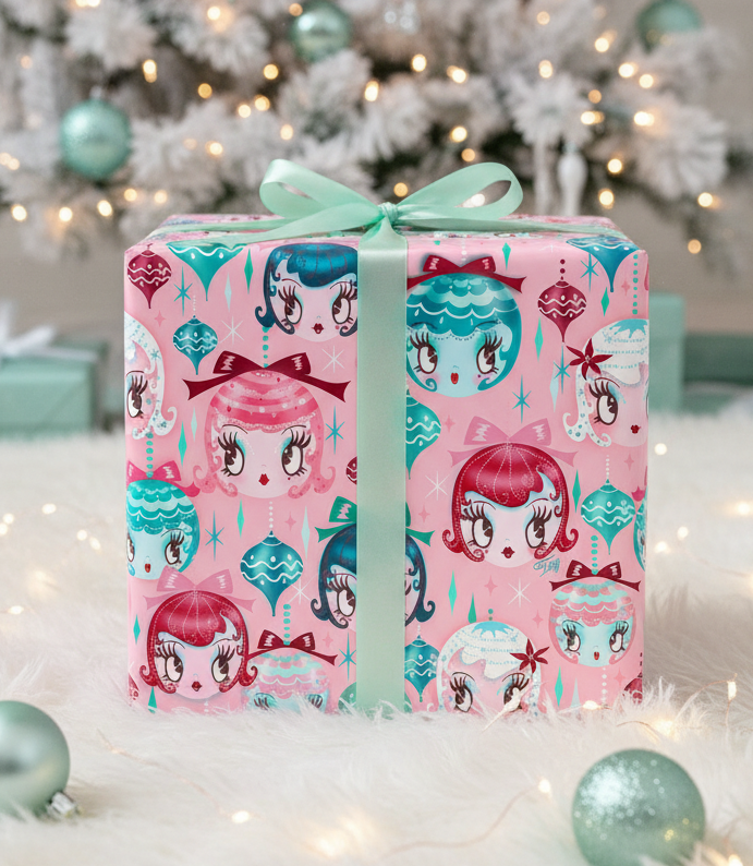Dolly Ornaments Pink • Gift Wrap Paper 3 Rolls
